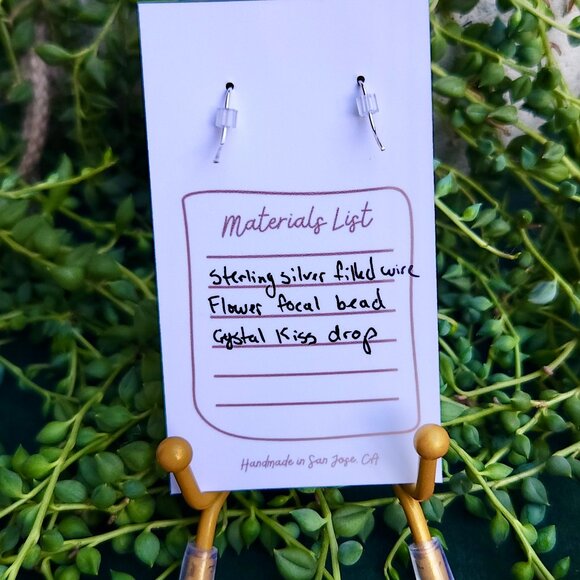 Dangle Flower Earrings - Blue, Green, Purple - Picture 4 of 13